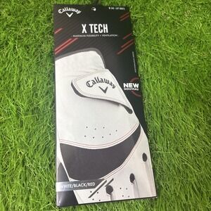 Callaway X-Tech Golf Glove White & Black Red Size S Left Hand